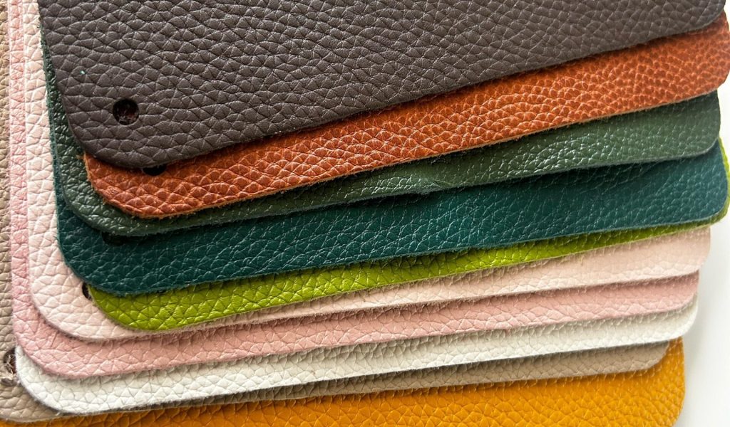 leather texture and color swatches